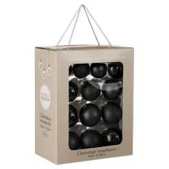 Mica Decorations Kerstballen Set - 26 Stuks - Ø7 cm - Glas - Zwart Outlet