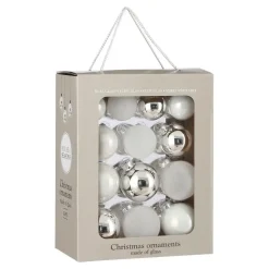 Mica Decorations Kerstballen Set - 26 Stuks - Ø7 cm - Glas - Wit Online