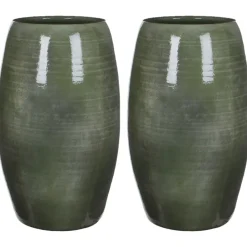 Mica Decorations Lester Vaas - H50 x Ø30 cm - Terracotta - Groen Discount