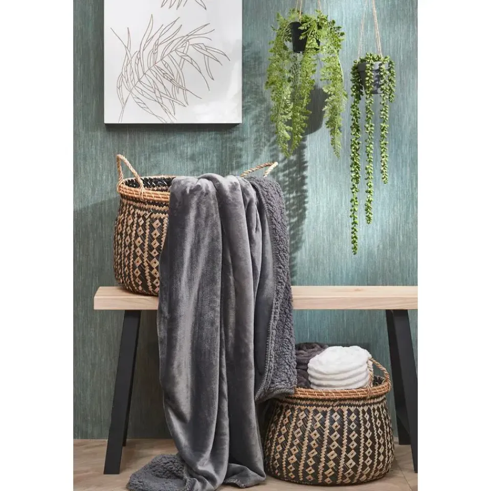 Mica Decorations Mardy Fleece Plaid - L200 x B150 cm - Antraciet Outlet