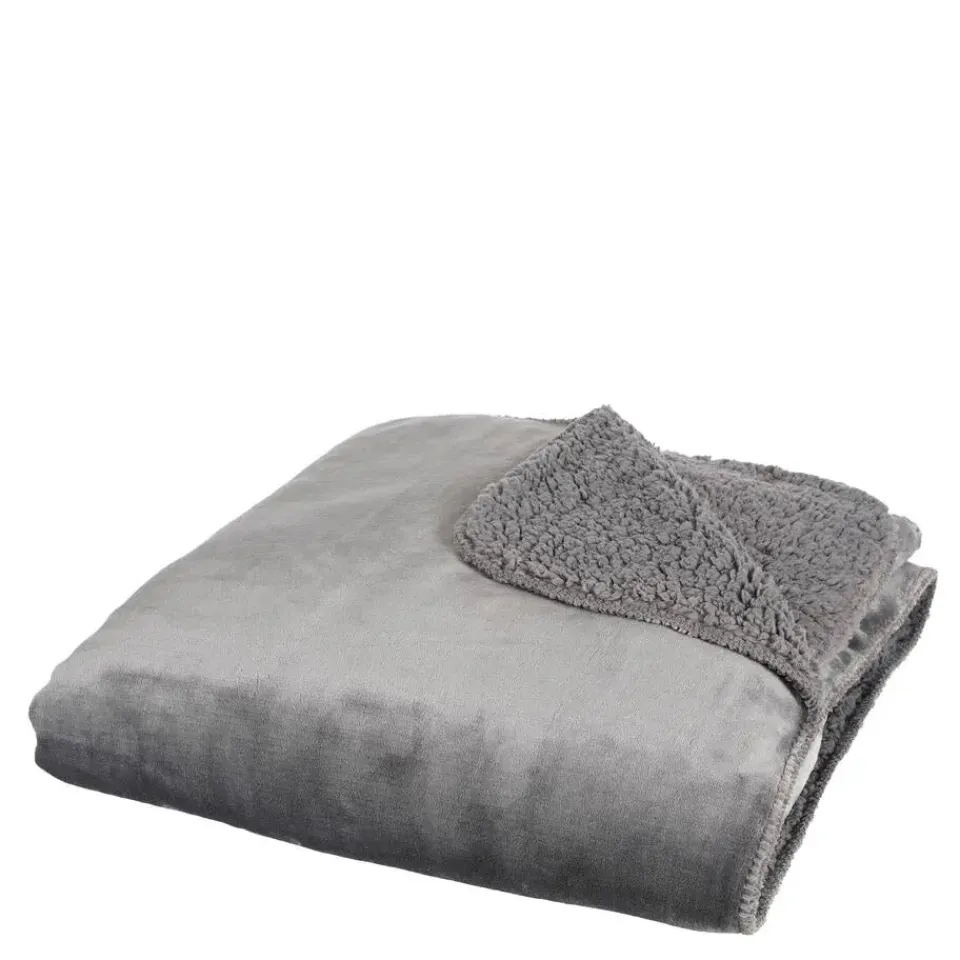 Mica Decorations Mardy Fleece Plaid - L200 x B150 cm - Antraciet Outlet