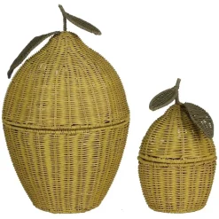 Mica Decorations Opbergmanden met Deksel - H48 x Ø30 cm - Geel Sale