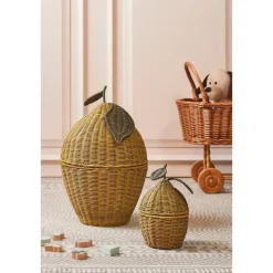 Mica Decorations Opbergmanden met Deksel - H48 x Ø30 cm - Geel Sale