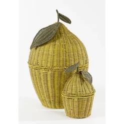 Mica Decorations Opbergmanden met Deksel - H48 x Ø30 cm - Geel Sale