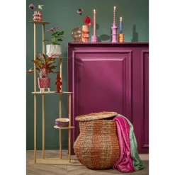 Mica Decorations Opbergmand met Deksel - H47 x Ø50 cm - Jute - Geel Outlet