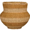 Mica Decorations Opbergmand met Deksel - H48 x Ø55 cm - Jute - Geel Sale