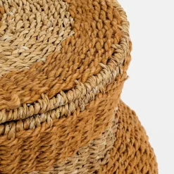 Mica Decorations Opbergmand met Deksel - H48 x Ø55 cm - Jute - Geel Sale