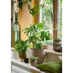 Mica Decorations Planten/bloempot Tusca - Zwart - D28/H25 cm Clearance