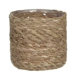 Mica Decorations Plantenpot - rotan - bruin - plantenmand - 12 x 12 cm New