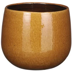Mica Decorations Plantenpot - keramiek - geel glans - D18/H16 cm Outlet
