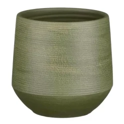 Mica Decorations Plantenpot - groen relief - terracotta - 19x18cm