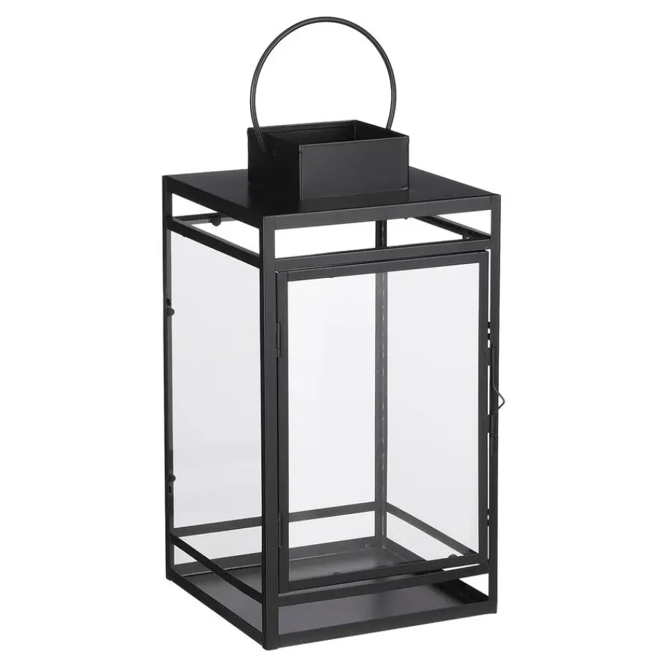 Mica Decorations Storm Lantaarn - L19,5 x B19 x H36 cm - Zwart Discount