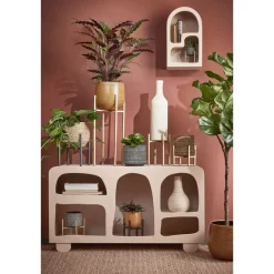 Mica Decorations Vaas - hout - bolvormig - 16 x 28 cm