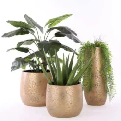 Mica Decorations Vaas - keramiek - flakes - goud - D21 x H55 cm New