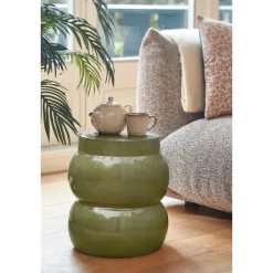 Mica Decorations Vendi Bijzettafel - H40 x Ø35 cm - Donkergroen Discount