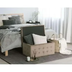 Beliani MICHIGAN - Ottomaan - Bruin - Fluweel Outlet