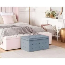 Beliani MICHIGAN - Ottomaan - Grijs - Fluweel