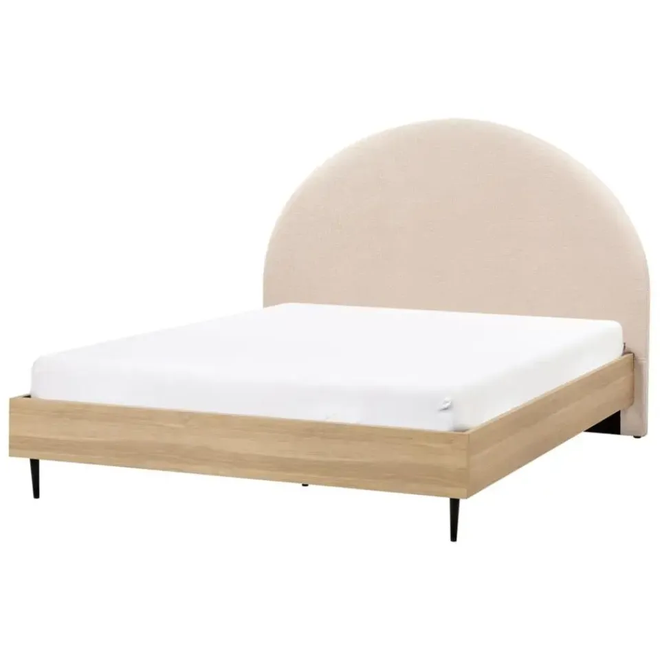 Beliani MILLAY - Bed - Beige - 140 x 200 cm - Bouclé Clearance