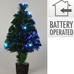 Merkloos Mini kunst kerstboom - 42 cm - met kerstverlichting - led lampjes Online