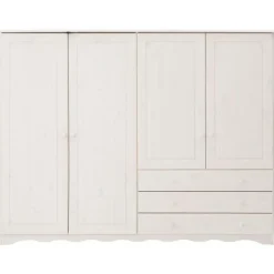Loft24 Minik - Kledingkast met 4 deuren en 3 laden en wit grenen Online