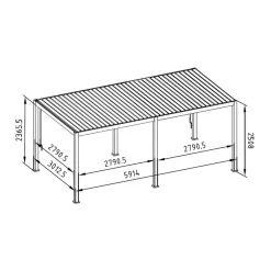Mirador Deluxe terrasoverkapping 300 x 600 cm antraciet New