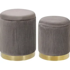 Beliani MIRAMAR - Poef - Grijs - 35/31 cm - Fluweel Clearance