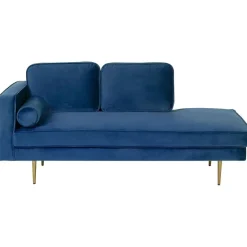Beliani MIRAMAS - Chaise longue - Blauw - Linkerzijde - Fluweel New