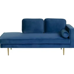 Beliani MIRAMAS - Chaise longue - Blauw - Rechterzijde - Fluweel Best