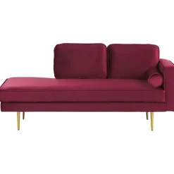 Beliani MIRAMAS - Chaise longue - Rood - Rechterzijde - Fluweel Best
