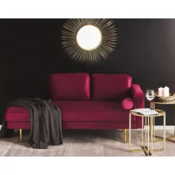 Beliani MIRAMAS - Chaise longue - Rood - Rechterzijde - Fluweel Best