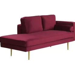 Beliani MIRAMAS - Chaise longue - Rood - Rechterzijde - Fluweel Best