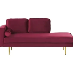 Beliani MIRAMAS - Chaise longue - Rood - Linkerzijde - Fluweel Online