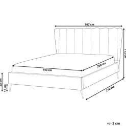 Beliani MIRIBEL - Tweepersoonsbed - Taupe - 140x200 - Fluweel Clearance