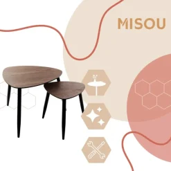 MISOU Bijzettafel Set van 2 - Bruin Outlet
