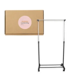 MISOU Kledingrek op Wieltjes Enkel Zwart Metaal Verstelbaar Clearance