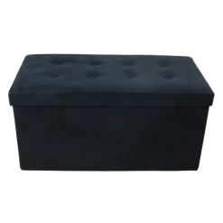 MISOU Opbergbox met Bank Velvet Zwart Opbergbank Poef met Opbergruimte Best