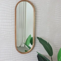 MISOU Passpiegel Ovaal Wandspiegel 35x90 cm Hout Spiegel Scandinavisch Online