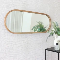 MISOU Passpiegel Ovaal Wandspiegel 35x90 cm Hout Spiegel Scandinavisch Online
