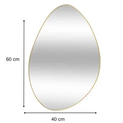 MISOU Spiegel Goud Wandspiegel Ovaal Wanddecoratie Badkamerspiegel 60x40cm Best