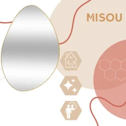 MISOU Spiegel Goud Wandspiegel Ovaal Wanddecoratie Badkamerspiegel 60x40cm Best