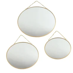 MISOU Spiegel Set van 3 Rond Goud Metaal Wandspiegel Discount