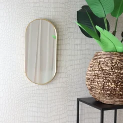 MISOU Spiegel Wandspiegel Rond Ovaal Goud 50 cm Hot