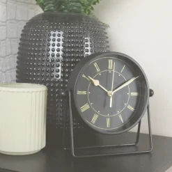 MISOU Tafelklok Zwart Metaal Goude Wijzerplaat 19cm Outlet