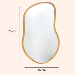 MISOU Wandspiegel Spiegel Organische Vorm 75x45cm Hout Outlet