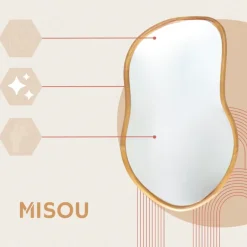 MISOU Wandspiegel Spiegel Organische Vorm 75x45cm Hout Outlet