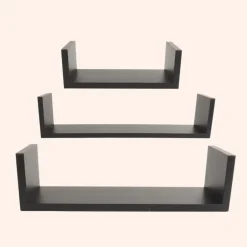 MISOU Zwarte Wandplanken Fotoplank Keuken Woonkamer Zwevend Muurplank 3 Maten Clearance