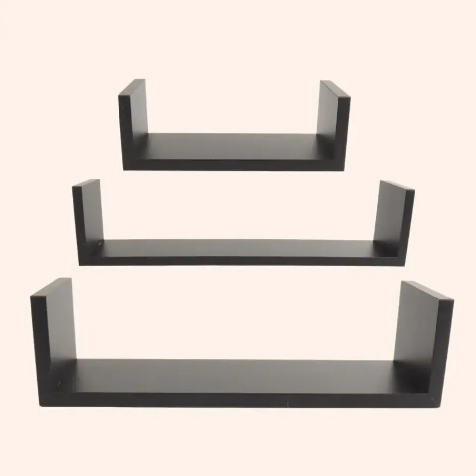 MISOU Zwarte Wandplanken Fotoplank Keuken Woonkamer Zwevend Muurplank 3 Maten Clearance