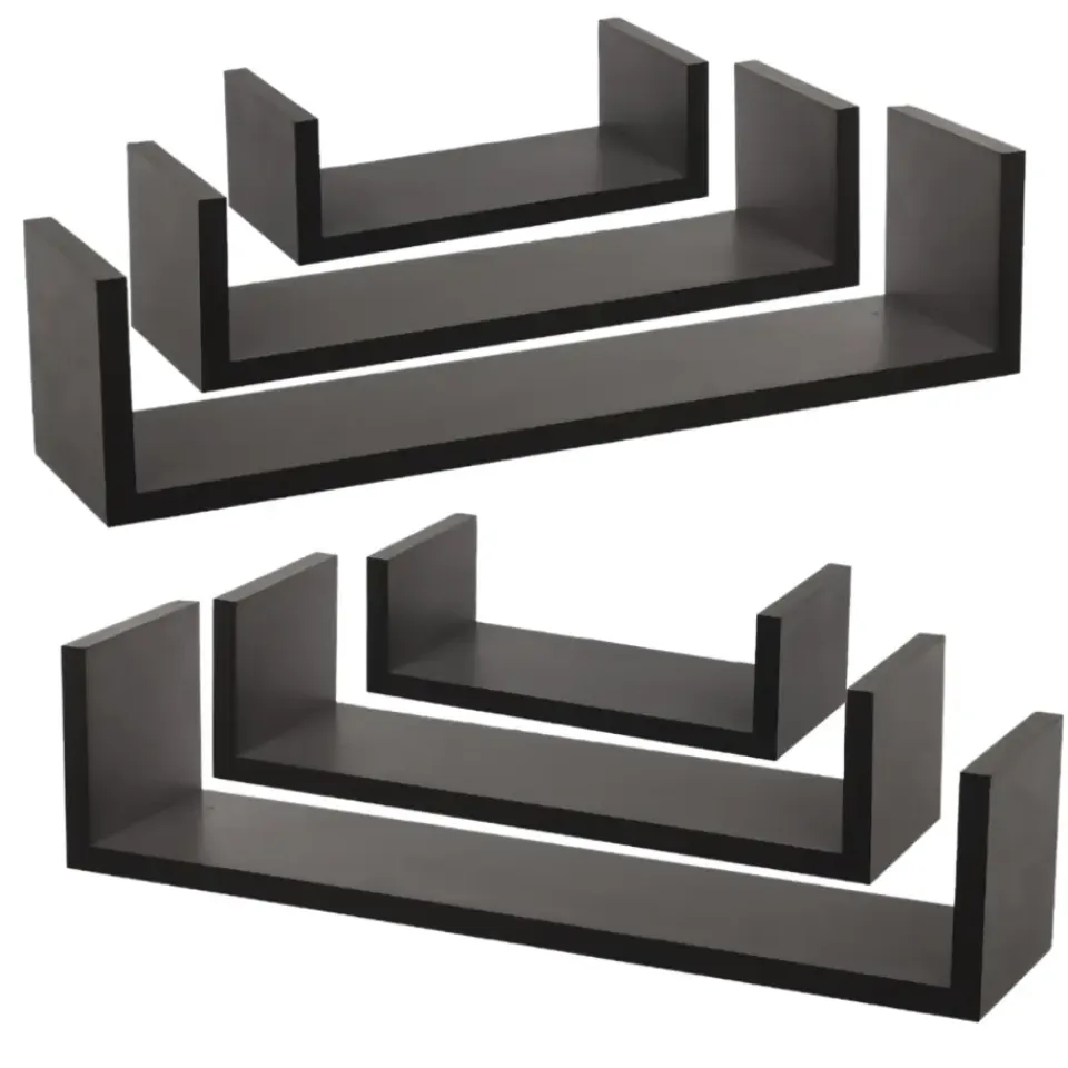 MISOU Zwarte Wandplanken Set van 6 Fotoplank Boekenplank Woonkamer Hot