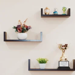 MISOU Zwarte Wandplanken Set van 6 Fotoplank Boekenplank Woonkamer Hot