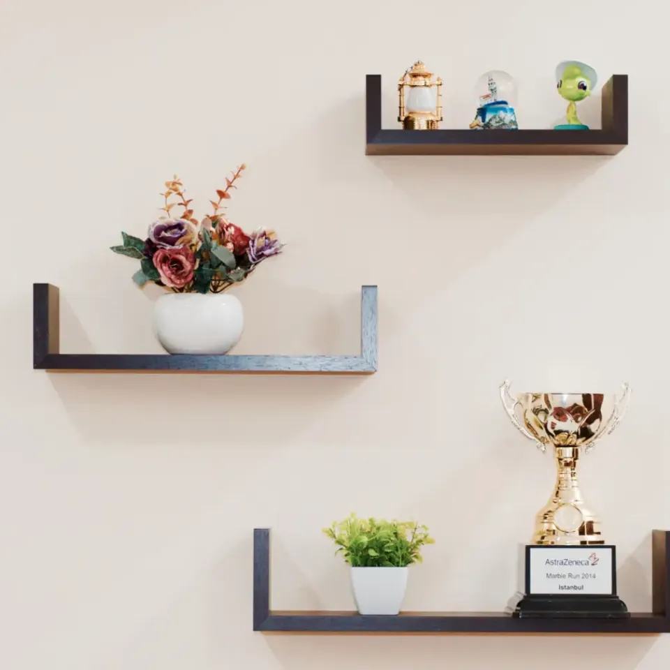 MISOU Zwarte Wandplanken Set van 6 Fotoplank Boekenplank Woonkamer Hot